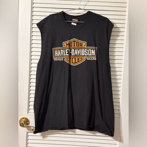 Harley-Davidson Black Sleeveless Tee with Orange Logo